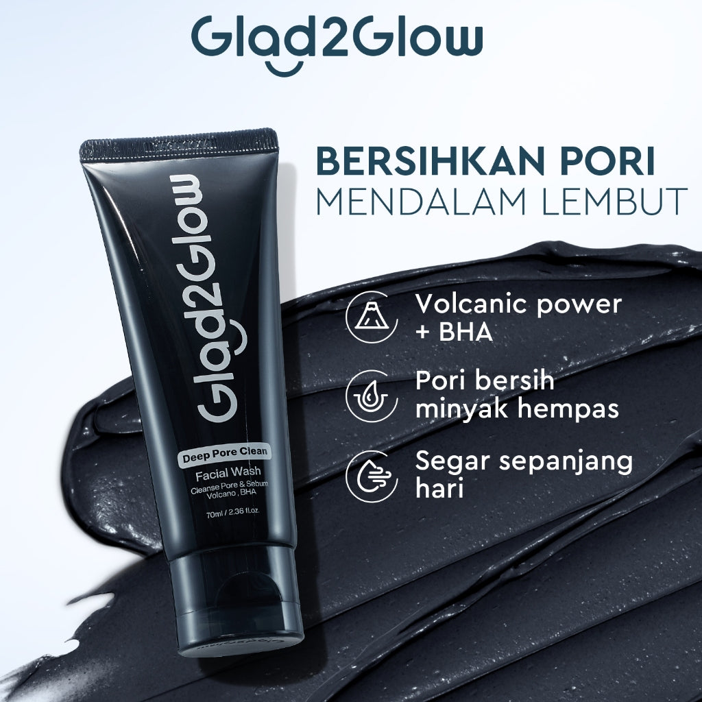 [NEW]Glad2glow Volcanic Ash+BHA Deep Pore Clean Facial Cleanser Mencegah Komedo Face Wash g2g