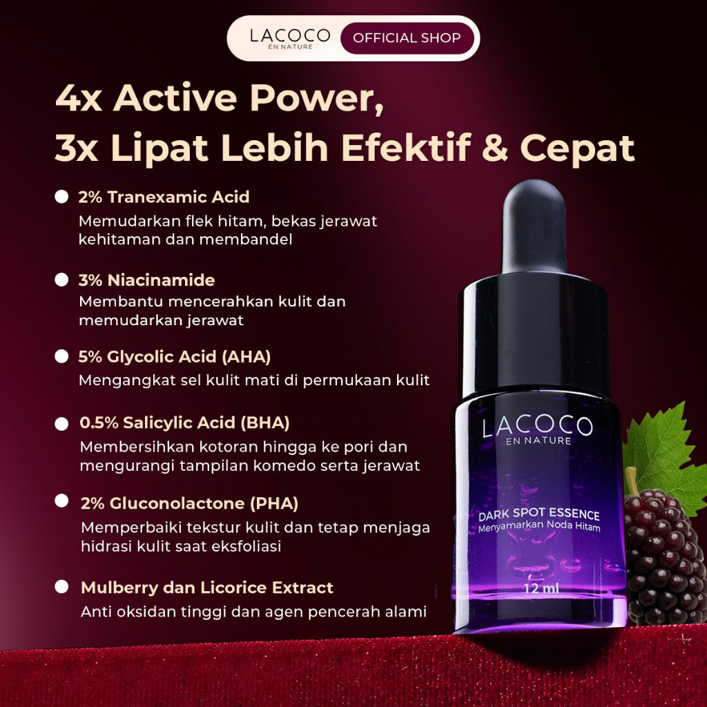 [Twin Pack] Lacoco Dark Spot Essence Serum Penyamar Flek Hitam Noda Bekas Jerawat Tranexamic Acid Finally Something Glad True Skint