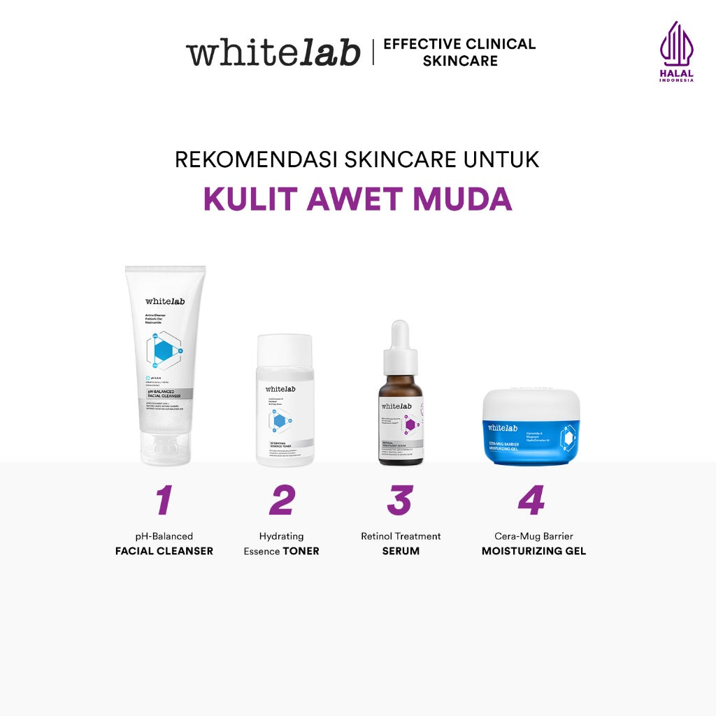 Whitelab 4 pcs Anti Aging Series - Facial Cleanser, Essence Toner, Serum, Moisturizer Paket Skincare