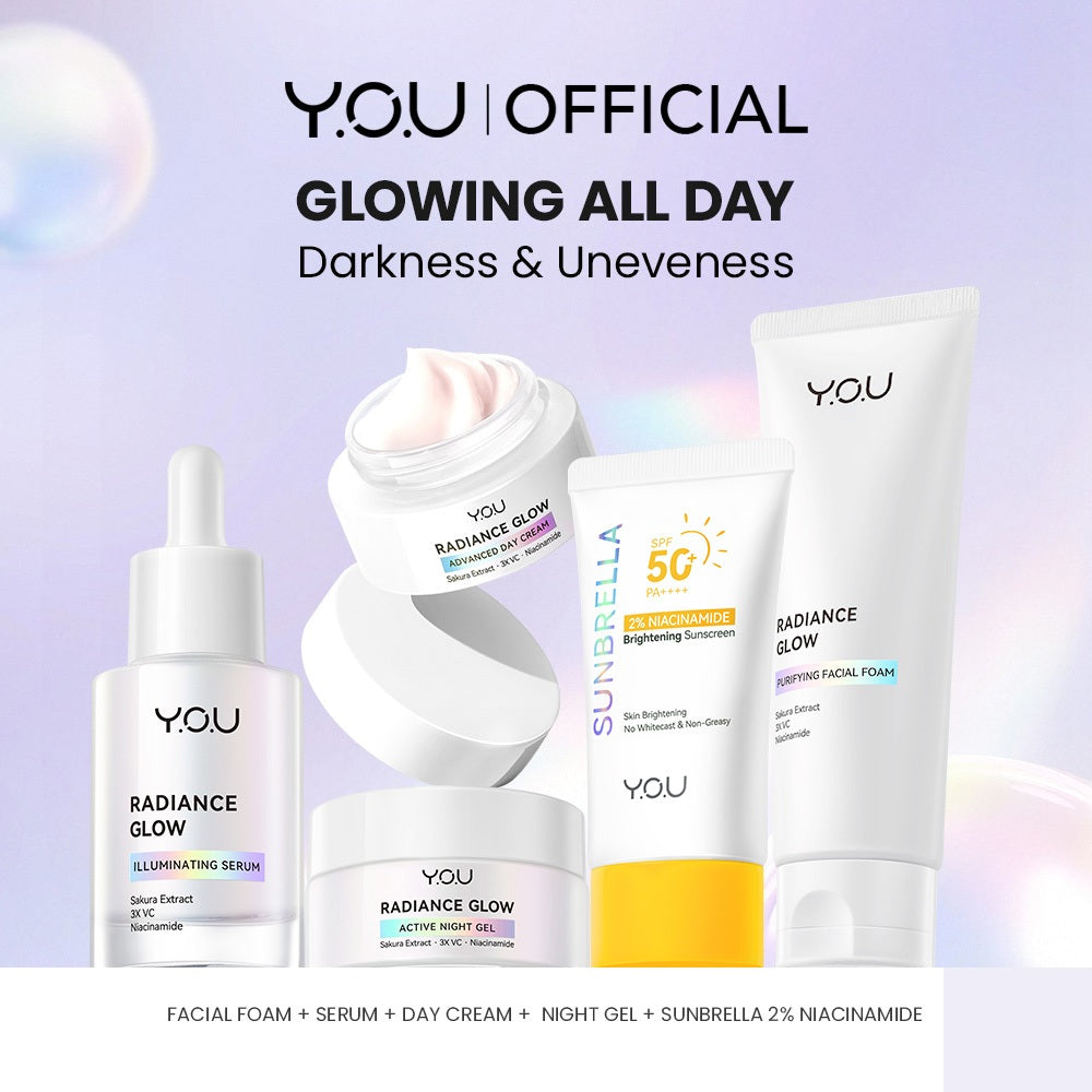 YOU 5in1 Paket Skincare Set 5pcs Radiance Glow, Radiance Up, Acneplus, Peeling Serum, Retinol,  Sunbrella