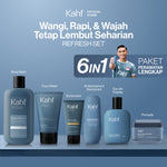 [KAHF BUNDLE 6IN1 PAKET PERAWATAN LENGKAP : WANGI, RAPI, & WAJAH TETAP LEMBUT SEHARIAN] Paket Complete Grooming (Face Wash + Sunscreen Moisturizer + Body Wash + Deodorant + EDT + Pomade/Hair Powder) - Approved by Barber and Suitable for Daily Use