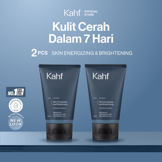 Twin Pack Kahf Face Wash Skin Energizing and Brightening 100 ml - 2 pcs Sabun Cuci Muka Pria untuk Membantu Mencerahkan Wajah - Suitable for Daily Use