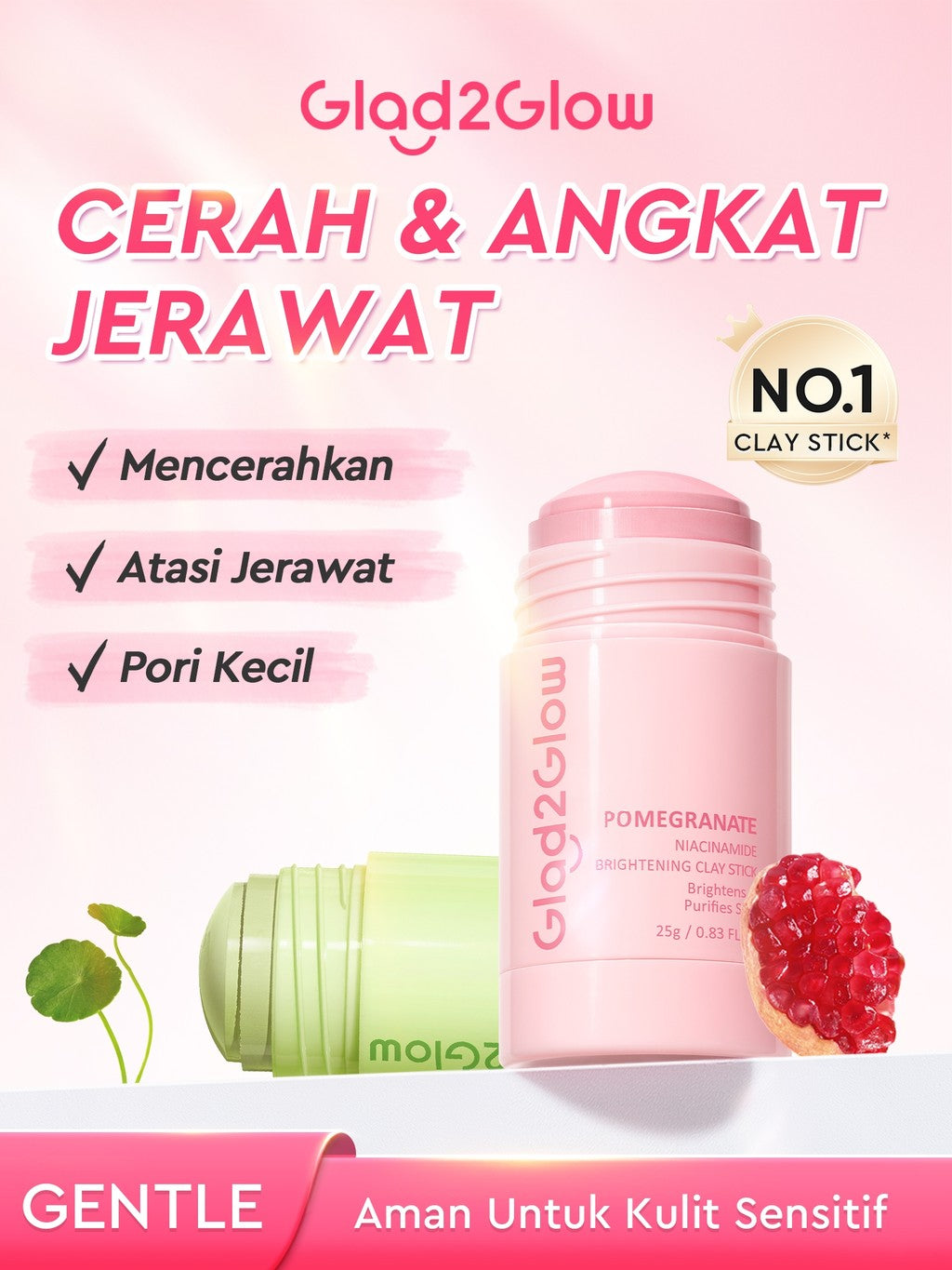 [DISKON 60%]Glad2Glow Clay Stick&Face Mask Complete Series-Pomegranate Brightening/Mugwort Salicylic Acid Acne/ Volcano 3D Acid Pore-masker Packs Masker Wajah Sheet Mask mask sleeping mask mugwort mask acne masker komedo g2glow official store