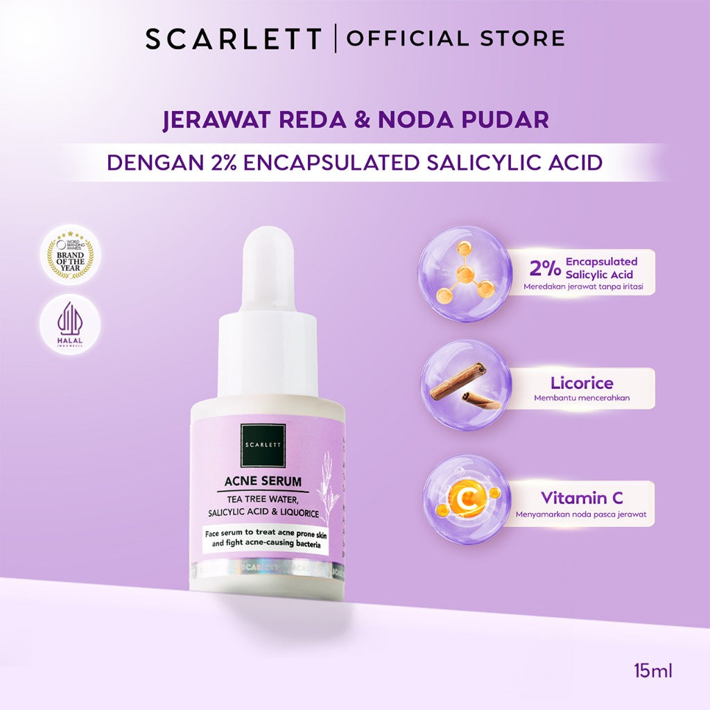 SCARLETT Acne Serum Wajah Penghilang Jerawat , Mencegah Jerawat , Menghilangkan Bekas Jerawat 2% Salicylic Acid