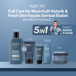 [KAHF BUNDLE 5IN1 PAKET BEBAS KUSAM : FULL CARE NO MORE KULIT KETARIK & FRESH DARI KEPALA SAMPAI BADAN] Paket Grooming (Pomade/Hair Powder + Face Wash + Sunscreen Moisturizer + Body Wash + Deodorant) - Suitable for Daily Use
