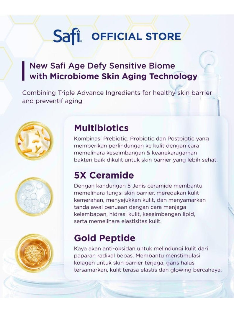 Safi Age Defy Sensitive Biome Calming Gel 45gr - Pelembap Wajah Sensitif Hypoallergenic, Menenangkan & Melembapkan Kulit