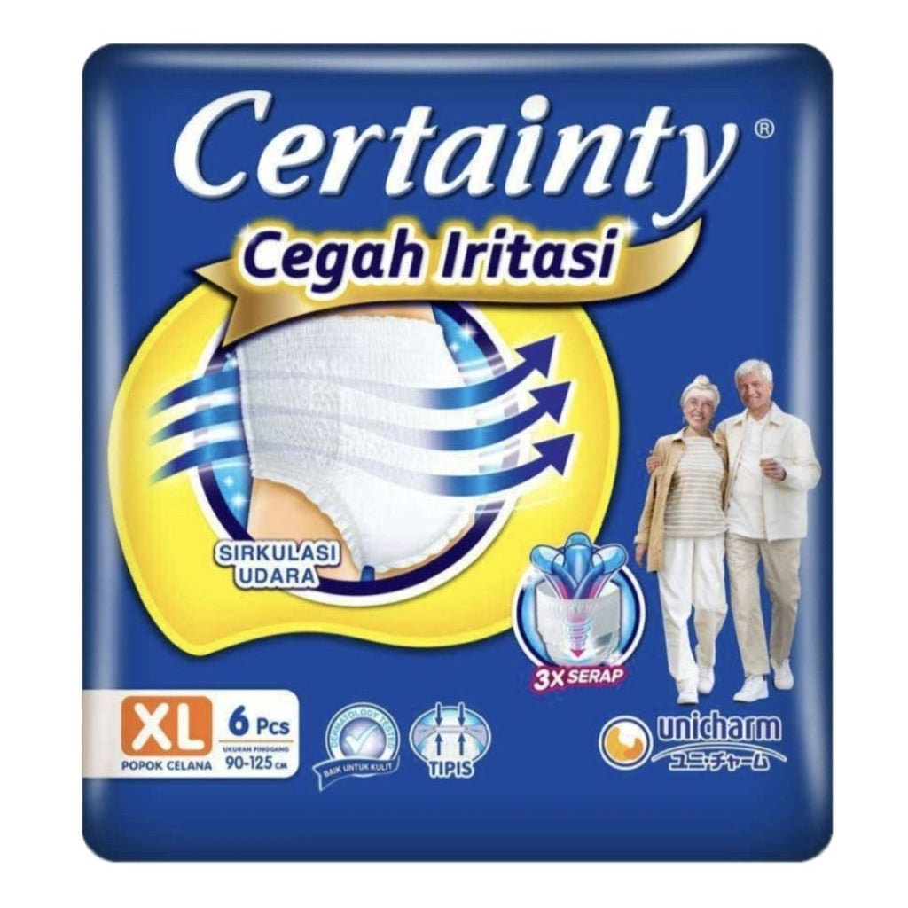 Certainty Cegah Iritasi Popok Celana Dewasa M8 L7 XL6 pcs