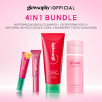 Glowsophy Bundle 4in1 Radiant Refresh Set Watermelon Low ph Cleanser +Watermelon Moist 100ml + Lip SPF + Bearberry Tinted Sunscreen - Melindungi dari sinar UVB dan UVA, Moisturizer, Pelembab Wajah Ringan Mencerahkan Kulit dan Meratakan Wa