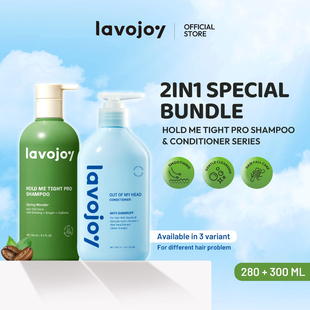 [2IN1 BUNDLE] Lavojoy Hold Me Tight Pro Shampoo + Conditioner Series | Perawatan Rambut Rontok| Rambut Lepek | Anti Ketombe | Lembut Bervolume | Rambut Halus | Mengurangi Rambut Berminyak | Menutrisi Rambut | Mengurangi Gatal Kulit Kepala
