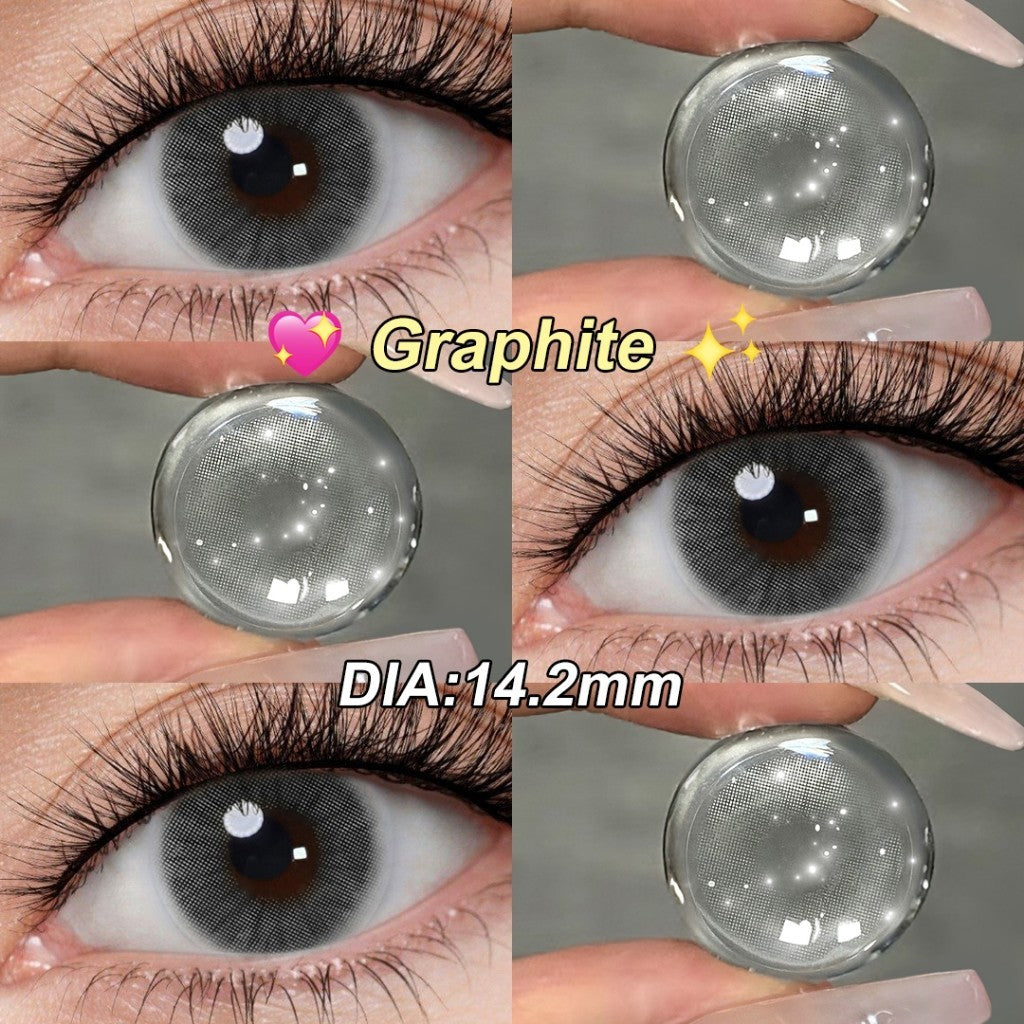 Softlens Minus (0.00 s/d -8.00) lensa kontak warna 14.2MM Graphite Lens softlens min kadar air 40% Yearly