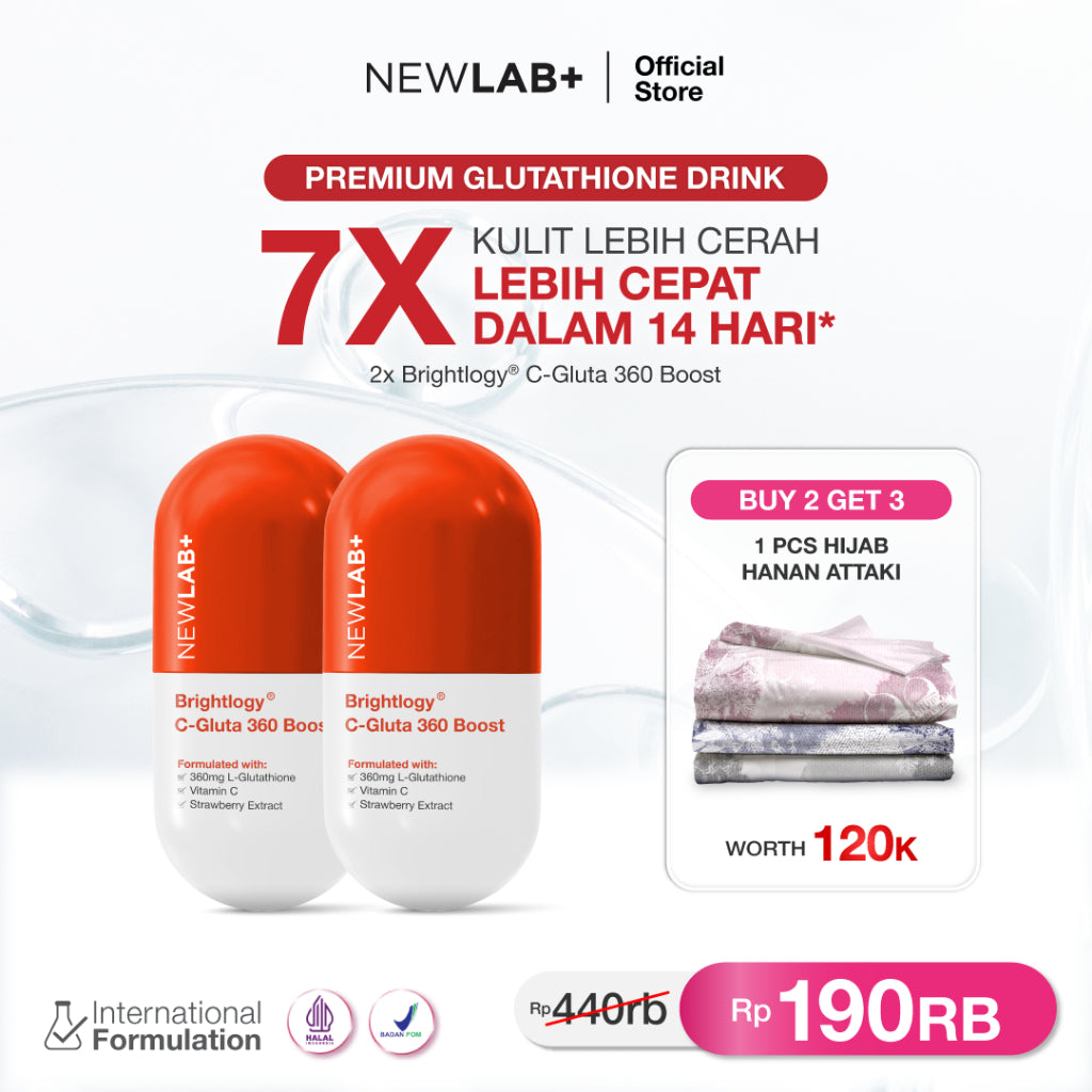 NEWLAB Brightlogy C-Gluta 360 Boost || Minuman Glutathione untuk Pemutih Badan || Glutathione Kapsul || Glutathione Whitening 50gr