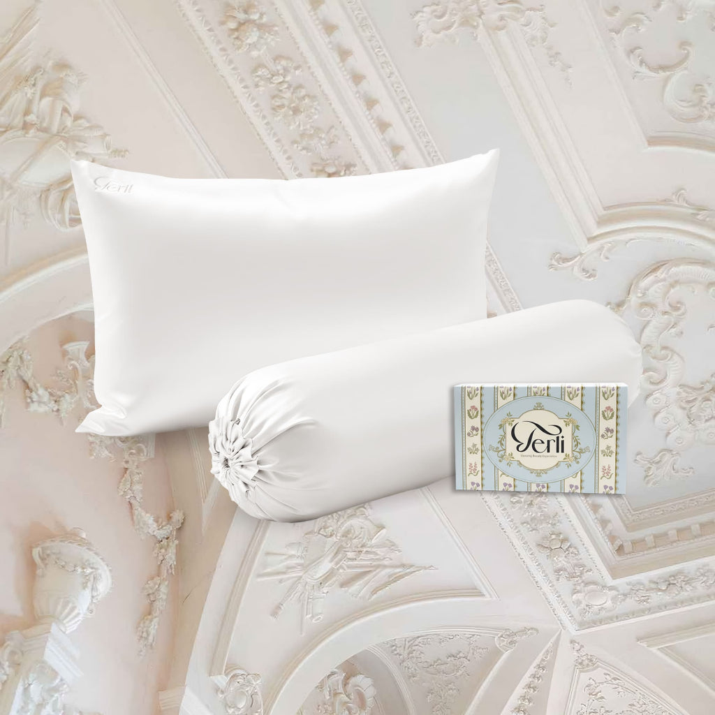 BUNDLE Sarung Bantal dan Guling Set PREMIUM Satin Silk Beauty Boost Pillowcase dan Bolster Case (Queen Size)