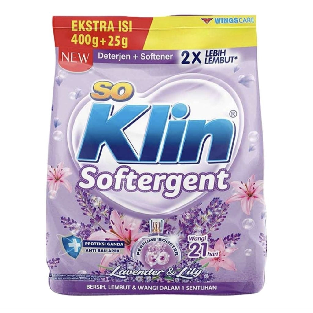 So Klin Softergent Deterjen Bubuk + Pelembut Pakaian Lavender & Lily 425 g