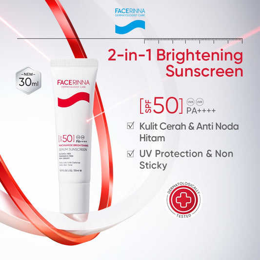 Facerinna Niacinamide Brightening Serum Sunscreen 30ml SPF 50 PA++++ | Proteksi UV Daily Physical