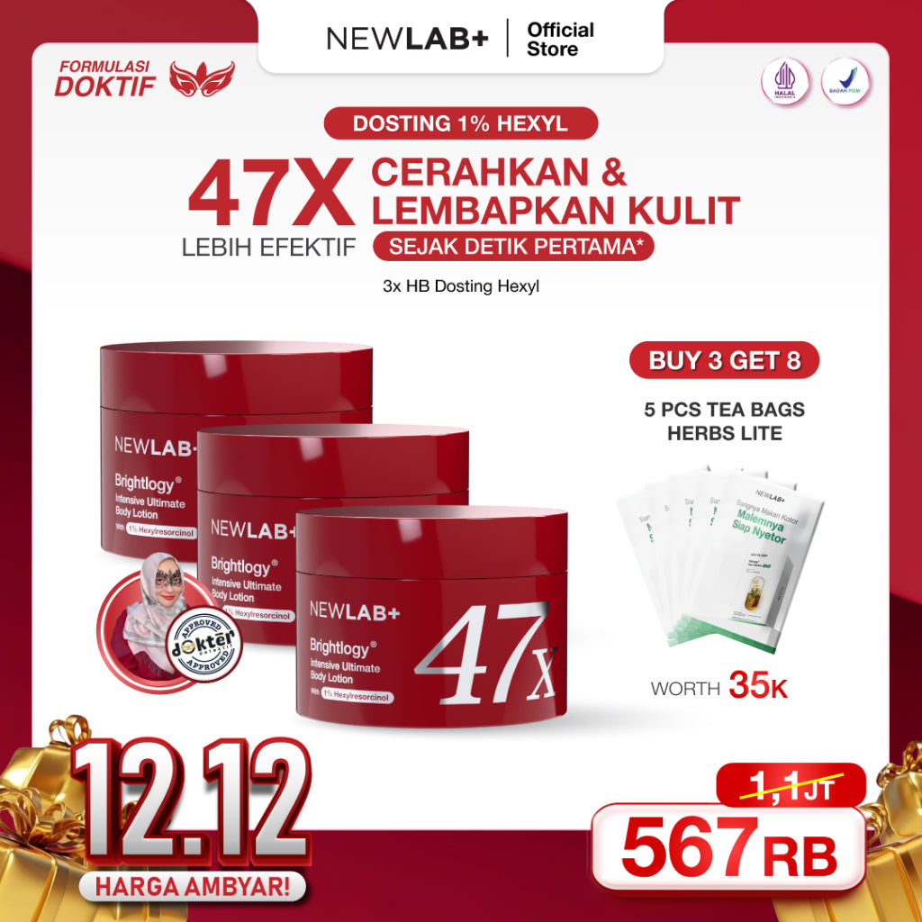 NEWLAB Brightlogy Intensive Ultimate Body Lotion with 1% Hexyl | Body Lotion Pemutih Badan | Handbody | Body Care untuk Mencerahkan |Whitening Lotion