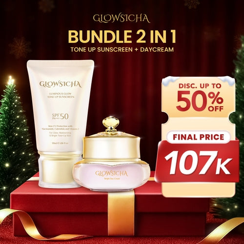 Glowsicha Bundle 2in1 Tone Up Sunscreen + Bright Day Cream - Paket Lengkap Krim Mencerahkan dan proteksi sinar UV SPF 50 PA+++