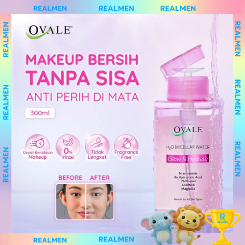 Ovale Micellar Water Brightening 300ml | Natural H2O | Cleansing, Glow & Hydrate - REALMEN BEAUTY