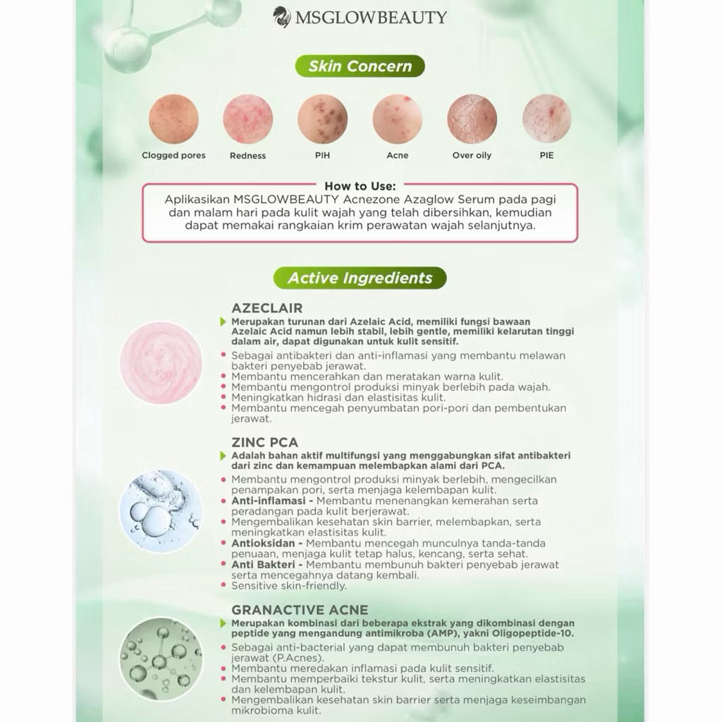 MS glow ACNEZONE AZAGLOW SERUM JERAWAT