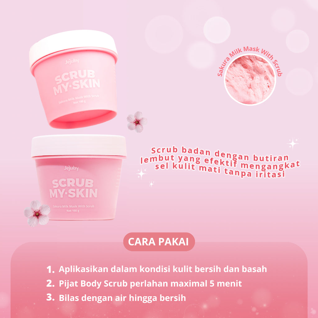 Sakura Milk Mask with Scrub | Scrub Pemutih Badan | Scrub Badan Jejuby [BPOM]