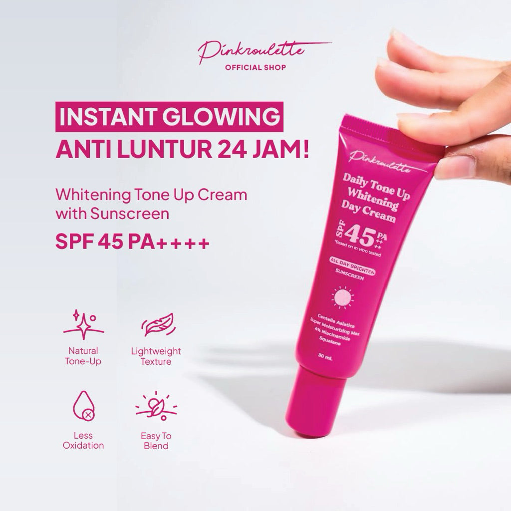 PinkRoulette - Tone Up Whitening Daycream Sunscreen SPF 45 PA++++ | Tinted Sunscreen, Krim Pencerah Wajah, Tone Up Cream