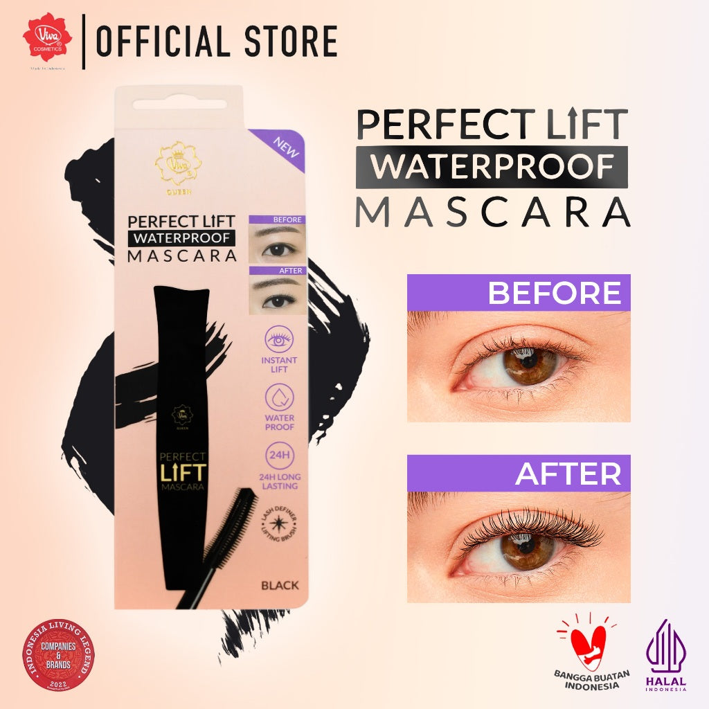 [NEW] Viva Queen Perfect Lift WATERPROOF Mascara: Natural Lasting Curl with Lash Boosting yang Merawat Bulu Mata, up to 24-Hour Wear.