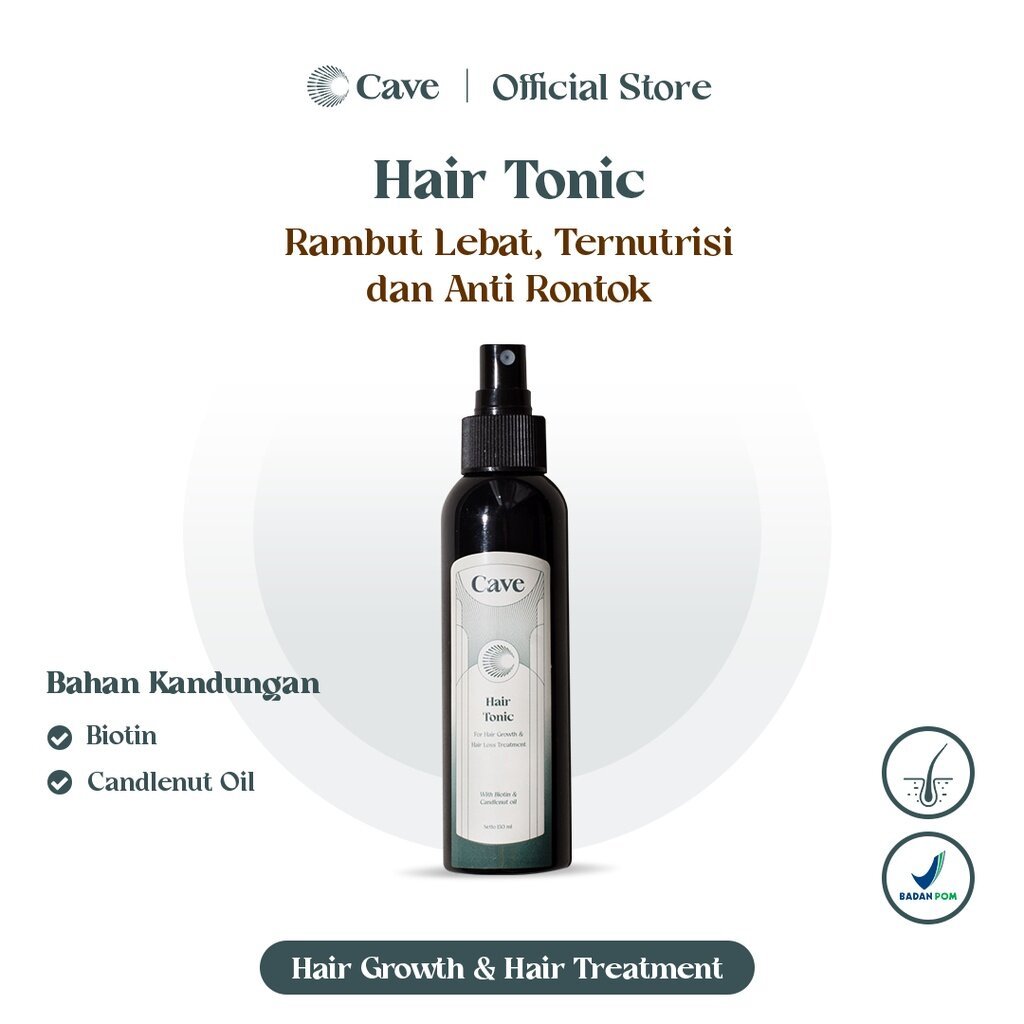 CAVE Hair Tonic 150 ml - Penumbuh Pemanjang Pelebat Rambut Pria Mengurangi Rontok & Kebotakan