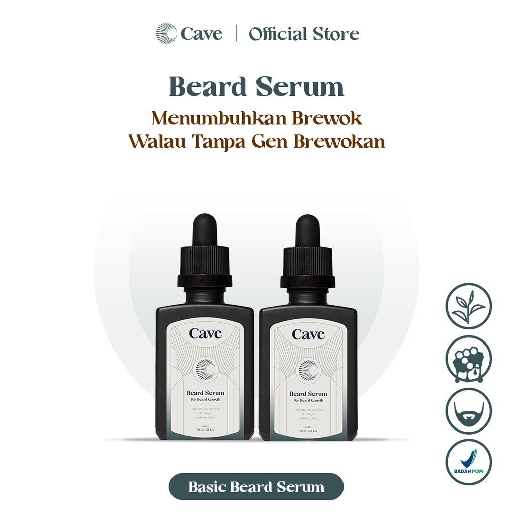 CAVE Beard Serum 30 ml - Penumbuh & Pelebat Brewok Kumis Jenggot Jambang Pria