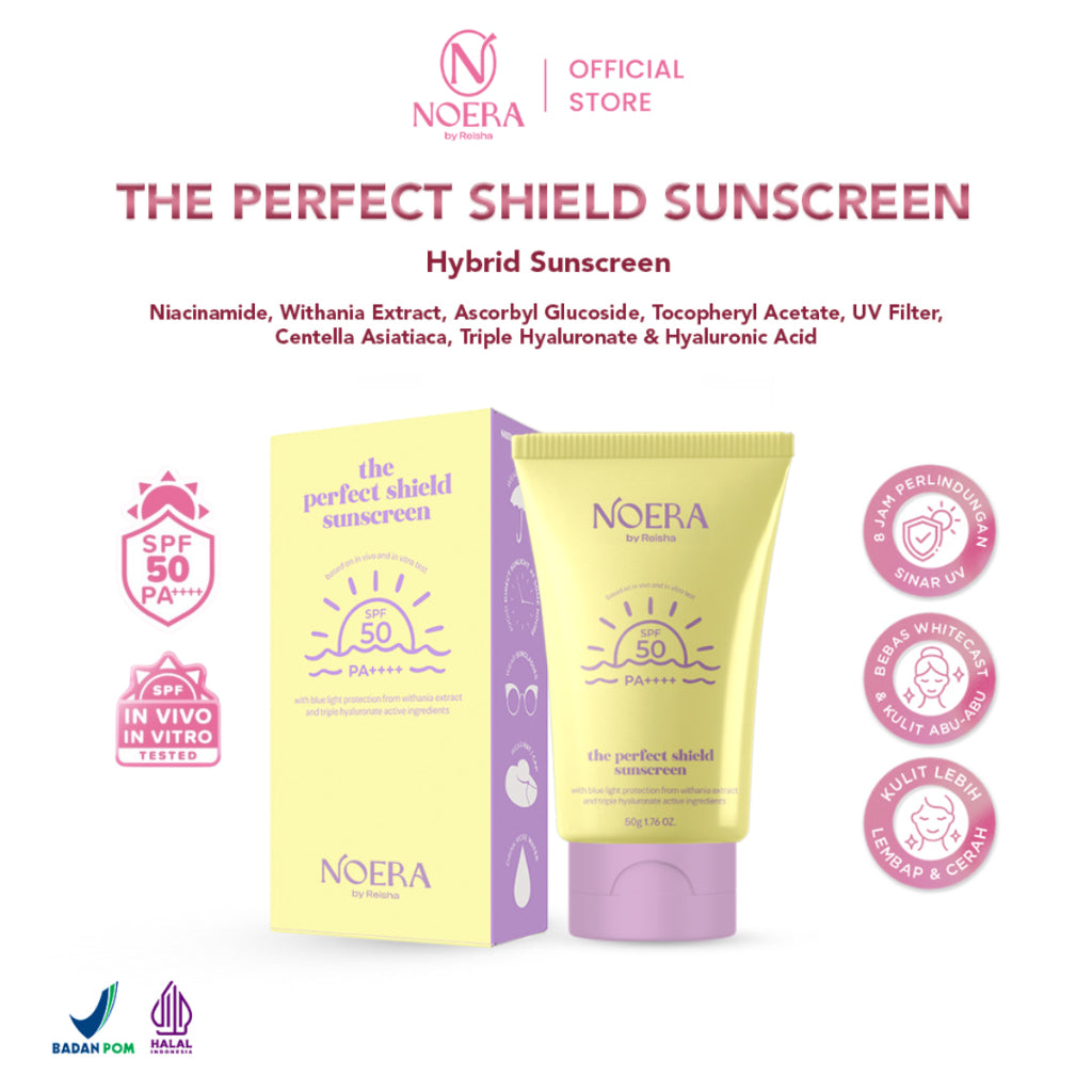 Noera Bundling Sunscreen The Perfect Shield + Night Cream | The Perfect Shield Sunscreen SPF 50 PA++++ | 16% Pure Concentrated Liposome Arbutin Booster Overnight Cream 50ML