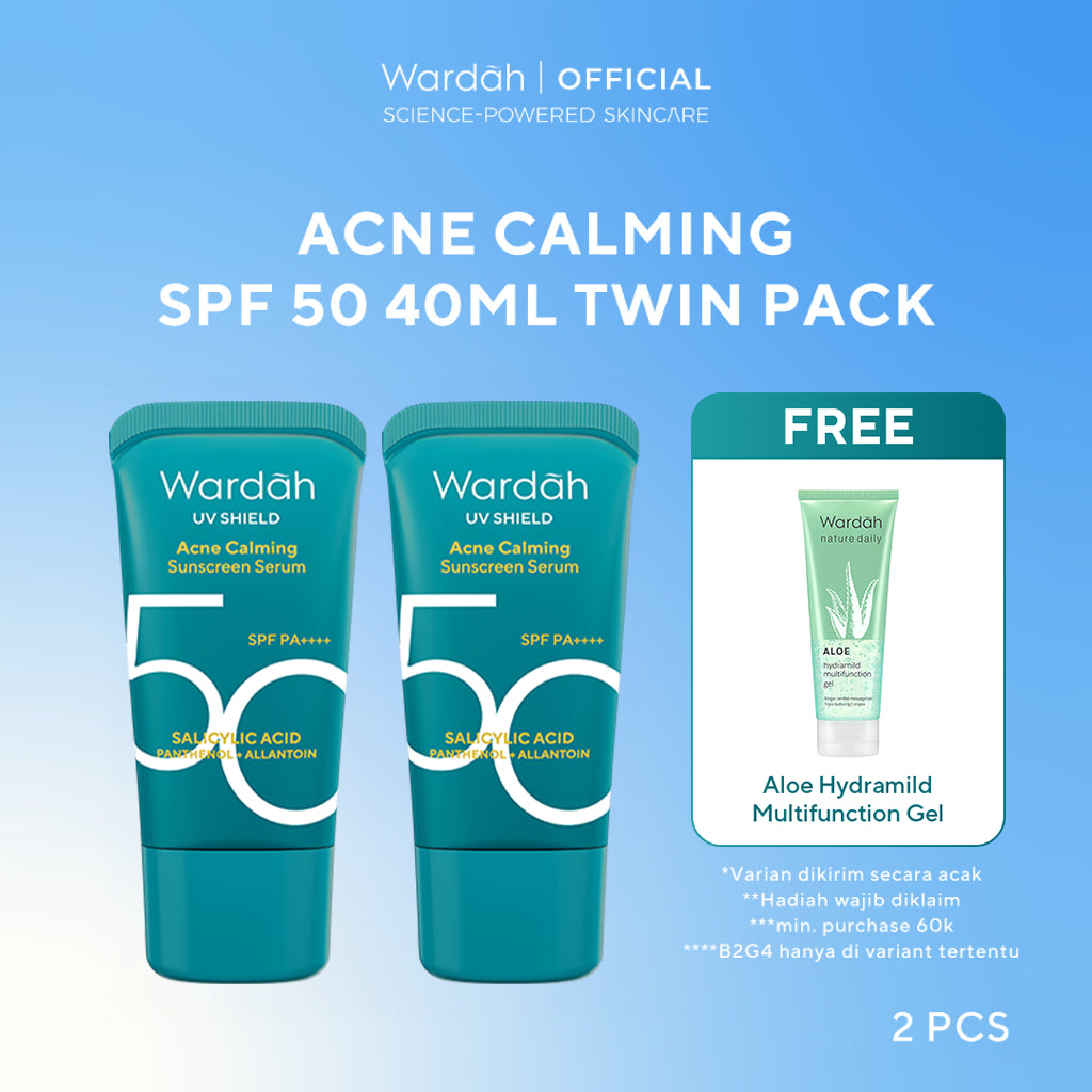 TWINPACK Wardah UV Shield Airy Smooth, Acne Calming, Aqua Fresh, Essential, Tone Up, Physical Sunscreen - Skincare
