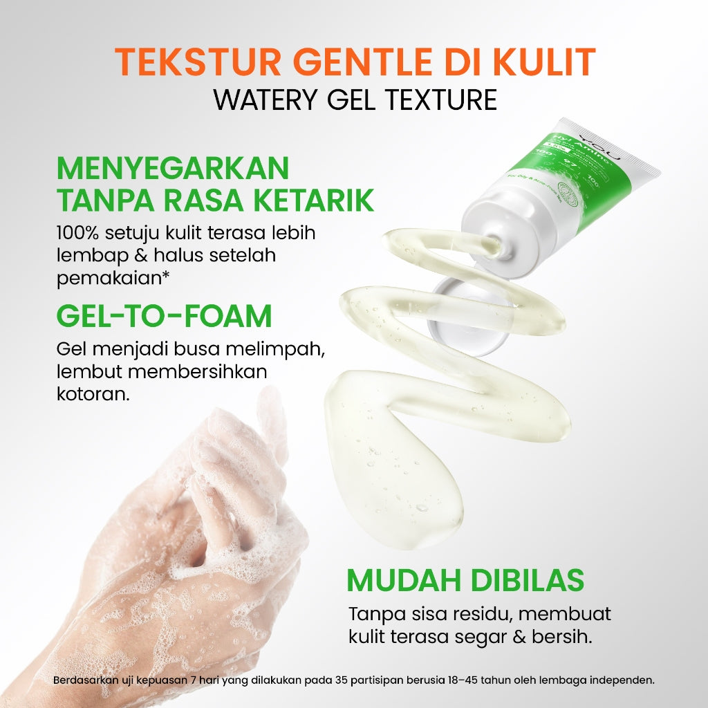YOU Hy! Amino+ 1.5% BHA Fight Acne Gel Cleanser Amino Facial Wash Low pH Gentle Gel Salicylic Acid Acne Facial Wash Centella Sabun Pembersih Wajah Jerawat
