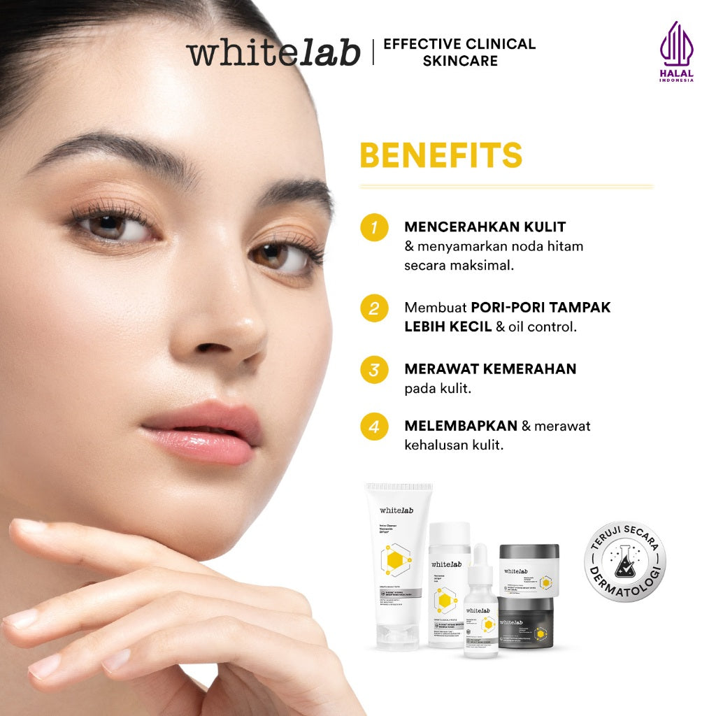 Whitelab Paket Wajah Brightening Niacinamide Facial Wash, Toner, Serum, Day & Night Moisturizer - 5 pcs N-Dose+ 2.0 Skincare