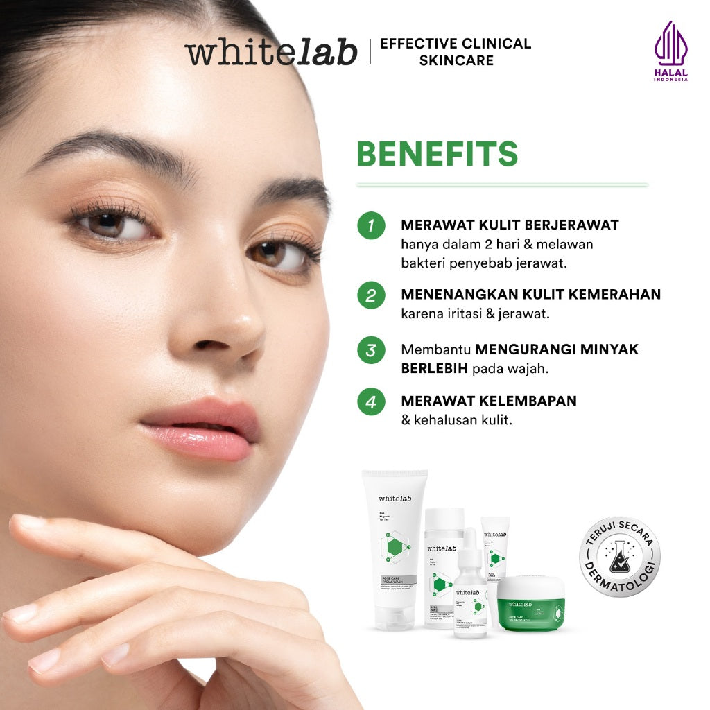 Whitelab 5 pcs Paket Acne Lengkap - Facial Wash, Toner, Serum, Moisturizer, Acne Cream Paket Skincare
