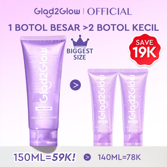 [Big Size]Glad2Glow Blueberry Ceramide Low pH Gel Cleanser 150ml facial wash skincare face wash sabun cuci muka cleansing balm exfoliating exfoliasi wajah sabun muka pembersih wajah Memperbaiki penghalang kulit tetap terhidrasi wajah bersih