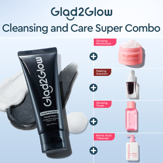 [NEW]Glad2glow Cleansing and Care Super Combo Volcanic Ash+BHA Deep Pore Clean Facial Cleanser Mencegah Komedo Face Wash Anti Jerawat Mengontrol Minyak Mencerahkan Kulit Mengecilkan Pori-Pori Pembersihan Mendalam g2glow official store