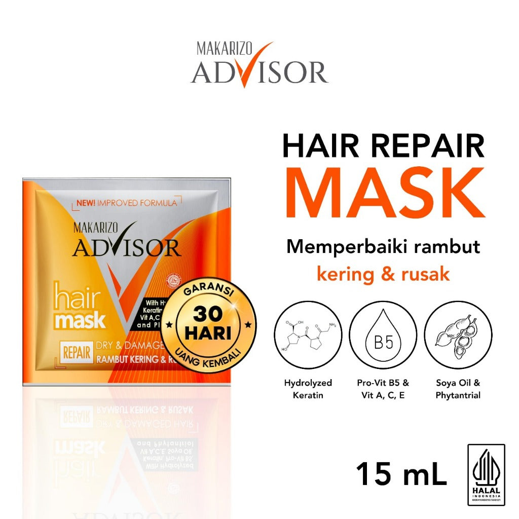 Makarizo Advisor Hair Repair Mask 15 mL & 30 mL - Masker Rambut / Hair Mask / Rambut Lembut