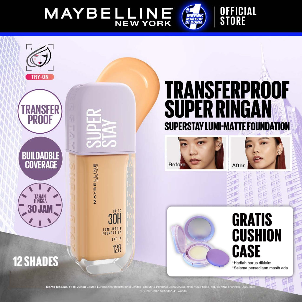 Maybelline Superstay Lumi Matte Liquid Foundation 35 mL – Buildable coverage transferproof ringan makeup tahan lama
