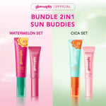 Glowshopy Bundle 2in1 Sun Buddies Lip SPF + Sunscreen 100ml - Melindungi dari sinar UVB dan UVA, Menjaga bibir tetap lembap, lembut, dan sehat, Kilau natural untuk bibir lembut dan tampak sehat sepanjang hari