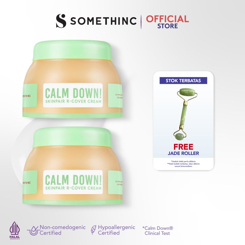 SOMETHINC [2 PCS] Paket Calm Down Series Skinpair R-Cover Cream Moisturizer | Pelembap Muka untuk Kulit Sensitif, Kemerahan, Kulit Normal. Meredakan Kemerahan & Memperkuat Skin Barrier | Sabun Cuci Muka untuk Kulit Sensitif & Iritasi. Meredakan Kemerahan,