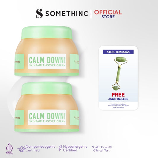 SOMETHINC [2 PCS] Paket Calm Down Series Skinpair R-Cover Cream Moisturizer | Pelembap Muka untuk Kulit Sensitif, Kemerahan, Kulit Normal. Meredakan Kemerahan & Memperkuat Skin Barrier | Sabun Cuci Muka untuk Kulit Sensitif & Iritasi. Meredakan Kemerahan,
