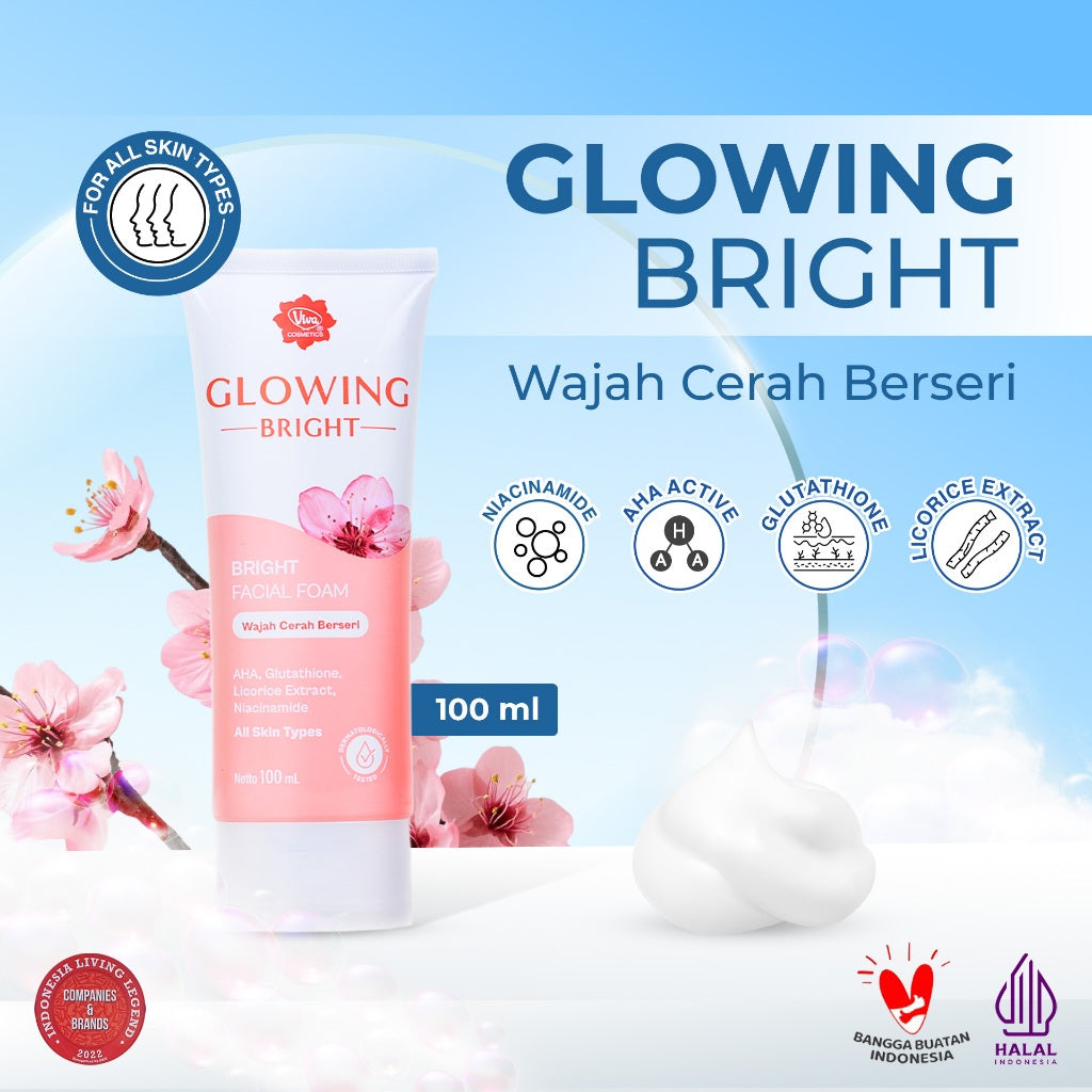 [NEW] Viva BRIGHT Facial Foam with Niacinamide, AHA, BHA, Glutathione, & Collagen (Tersedia 3 varian)