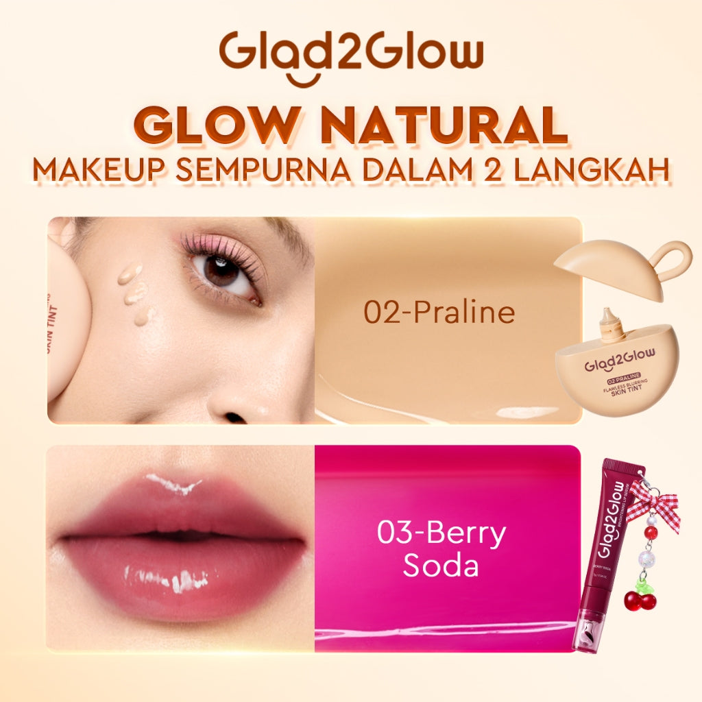 [NEW LAUNCH] Glad2Glow FLAWLESS BLURRING SKIN TINT 30G+ BRIGHTENING LIP SERUM 7g Mencerahkan Melembabkan 3in1 liptint  Foundation Bedak padat Make up Lightweight Coverage Long-lasting 12-Hour Soft-Focus Flawless Skin oil-control g2glow official store