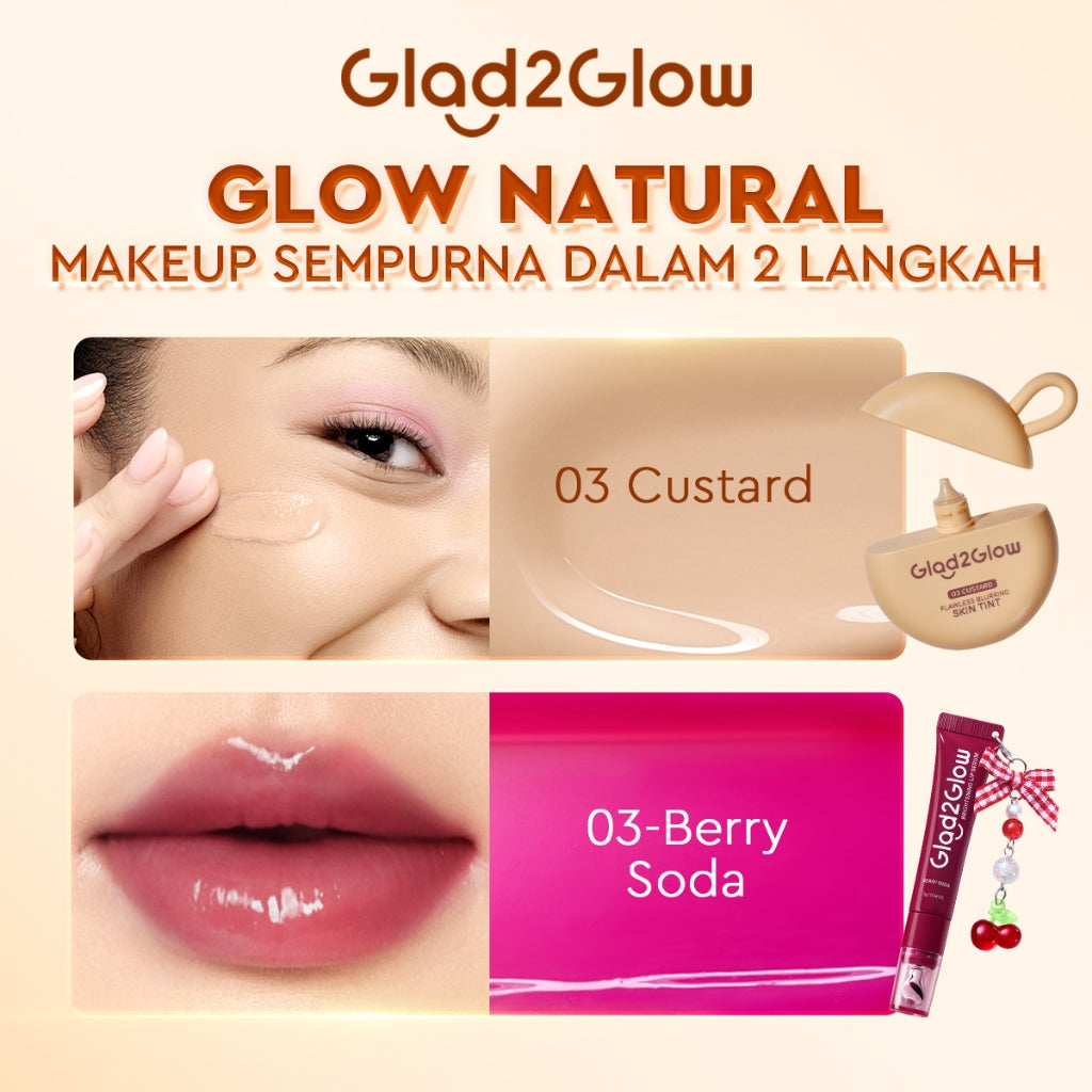 [NEW LAUNCH] Glad2Glow FLAWLESS BLURRING SKIN TINT 30G+ BRIGHTENING LIP SERUM 7g Mencerahkan Melembabkan 3in1 liptint  Foundation Bedak padat Make up Lightweight Coverage Long-lasting 12-Hour Soft-Focus Flawless Skin oil-control g2glow official store