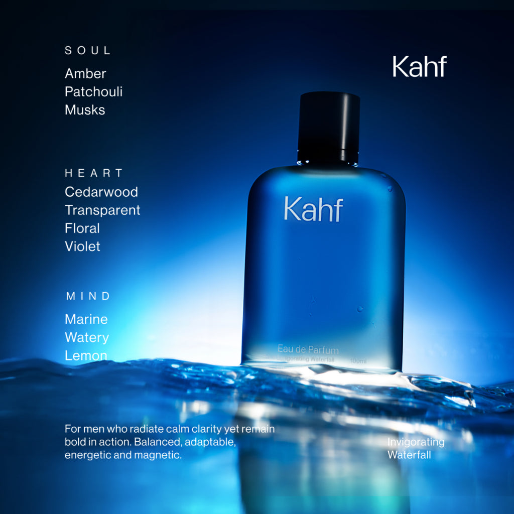 NEW LAUNCH EDP! Kahf Invigorating Waterfall Parfum Series (Eau de Parfum 100 ml + Eau de Toilette 35 ml) - Fragrance EDP EDT Crisp Cypress, Grapefruit, Cedarwood - Parfum Maskulin Pria Lokal Wangi Tahan Lama Segar Kayu Citrus Fresh Woody
