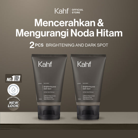 Twin Pack Kahf Face Wash Brightening and Dark Spot Scrub 100 ml - 2 pcs Sabun Cuci Muka Pria Anti Noda Hitam Bekas Jerawat - Suitable for Daily Use
