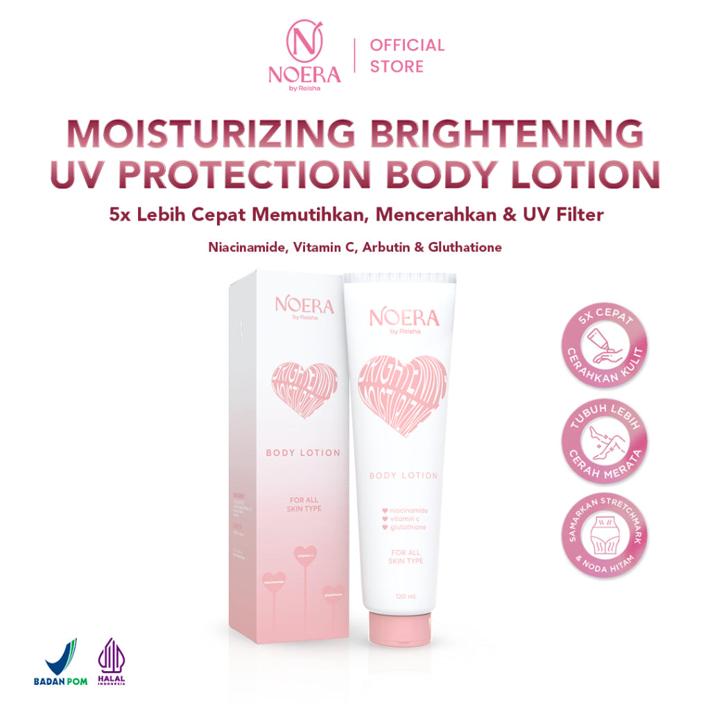 Noera Bundling Bright & Glow Body Serum + Lotion UV Filter + 10% ALPHA ARBUTIN Luxurious Whitening Booster Body Serum Essence