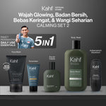 [KAHF BUNDLE 5IN1 PAKET PERAWATAN DAILY USE ESSENTIALS : WAJAH GLOWING, BADAN BERSIH, BEBAS KERINGAT, & WANGI SEHARIAN] Paket Personal Care (Face Wash + Sunscreen + Body Wash + Deodorant + Eau de Toilette) - Suitable for Daily Use