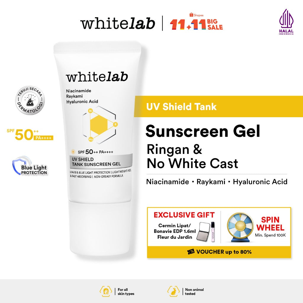 [TEBUS MURAH ONLY 19K] Whitelab Sunscreen SPF 30 PA+++- Ultralight - Sunblock Ringan Anti Komedo Jerawat Pelindung Sinar Matahari UV A UV B Blue Light dengan Niacinamide, Tidak Lengket, Whitecast & Pilling [BPOM]