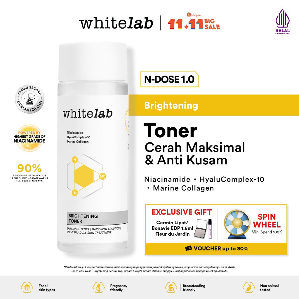 Whitelab Brightening Essence Toner - Pencerah Wajah Anti Kusam & Melembapkan N-Dose+ 2.0