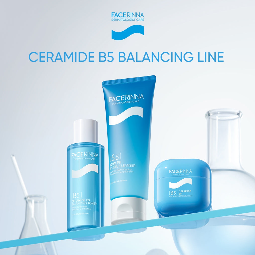 FACERINNA Ceramide B5 Balancing Toner 100 ml | Ceramide Soothing Calming Toner Hyaluronic acid Barrier Essence Toner Memperbaiki penghalang kulit Jaga kulit After-sun Hydrating Sensitive Barrier Care Skincare | Eksfoliasi Wajah Glycocid Acid Glycolic Acid