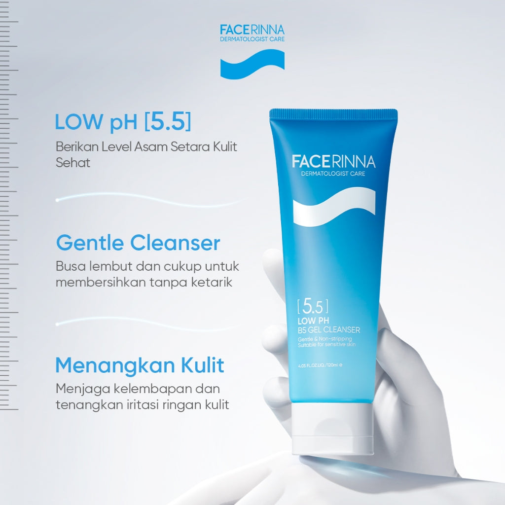 FACERINNA B5(Panthenol) Hydrating 3pcs/2pcs Skincare Paket | Moisturizer + Cleanser + Toner | Untuk Kulit Sensitif Menjaga Skin Barrier Low pH Gentle Facial Wash Sabun Cuci Soothing Calming Toner Menenangkan kulit kering Brightening Exfoliating Sabun Muka